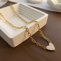 Titan Stahl 18 Karat Vergoldet Einfacher Stil Herzform Halskette sku image 2
