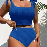 Women's Solid Color 2 Pieces Set Tankinis Swimwear main image 2