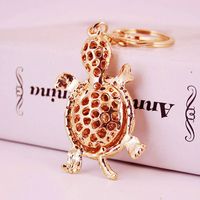 Cute Tortoise Zinc Alloy Plating Inlay Rhinestones Unisex Bag Pendant Keychain main image 2