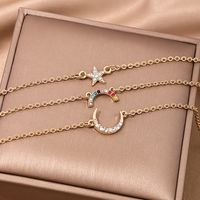 Bijoux En Gros Style Simple Star Lune Alliage Strass Incruster Collier À Trois Couches main image 4