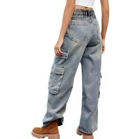 Women's Holiday Daily Streetwear Solid Color Full Length Distressed Cargo Pants Jeans main image 3