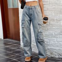 Women's Holiday Daily Streetwear Solid Color Full Length Distressed Cargo Pants Jeans main image 5