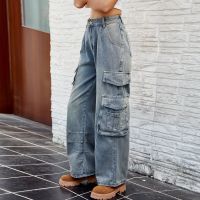 Women's Holiday Daily Streetwear Solid Color Full Length Distressed Cargo Pants Jeans main image 4