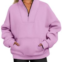 Women's Hoodie Long Sleeve Sweaters & Cardigans Zipper Simple Style Solid Color main image 1