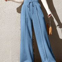 Women's Holiday Daily Streetwear Solid Color Full Length Casual Pants Wide Leg Pants main image 6