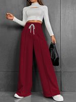 Women's Holiday Daily Simple Style Solid Color Full Length Contrast Binding Casual Pants Straight Pants main image 3