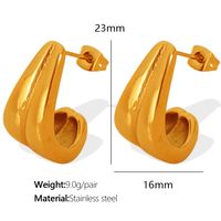 1 Pair Simple Style C Shape Water Droplets Pleated 304 Stainless Steel 18K Gold Plated Ear Studs main image 3