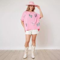 Women's T-shirt Short Sleeve T-Shirts Sequins Simple Style Slippers main image 3