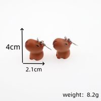 1 Pair Casual Cute Simple Style Capybara Alloy Resin Drop Earrings main image 3
