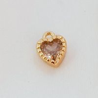 1 Piece 6.6*5.2*2.6mm Copper Zircon Heart Shape Polished Pendant sku image 1