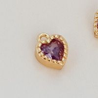 1 Piece 6.6*5.2*2.6mm Copper Zircon Heart Shape Polished Pendant sku image 8