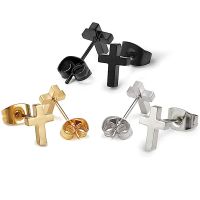 1 Pair Basic Simple Style Commute Cross Plating 304 Stainless Steel Ear Studs main image 4