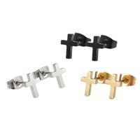 1 Pair Basic Simple Style Commute Cross Plating 304 Stainless Steel Ear Studs main image 3