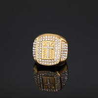 Basic Modern Style Classic Style Cross 304 Stainless Steel Polishing Inlay Rhinestones Men's Rings sku image 2