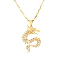 Europe And America Cross Border Hip Hop New Arrival Twelve Zodiac Dragon Pendant Chinese Style Gold-Plated Full Diamond Pendant Men's And Women's Sweater Chains main image 6