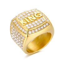 Hip-Hop Modern Style Classic Style Letter Titanium Steel Plating Inlay Rhinestones 18K Gold Plated Unisex Rings sku image 10