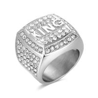 Hip Hop Style Moderne Style Classique Lettre Acier Au Titane Placage Incruster Strass Plaqué Or 18K Unisexe Anneaux sku image 1