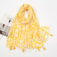 Women's Sweet Flower Cotton And Linen Tassel Silk Scarves sku image 45