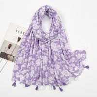 Women's Sweet Flower Cotton And Linen Tassel Silk Scarves sku image 44