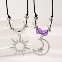 Wholesale Jewelry Hip-Hop Simple Style Sun Moon Alloy Rope Beaded Pendant Necklace main image 4
