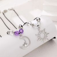 Wholesale Jewelry Hip-Hop Simple Style Sun Moon Alloy Rope Beaded Pendant Necklace main image 5