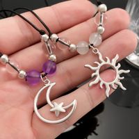 Wholesale Jewelry Hip-Hop Simple Style Sun Moon Alloy Rope Beaded Pendant Necklace main image 6