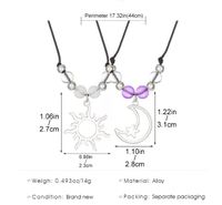 Wholesale Jewelry Hip-Hop Simple Style Sun Moon Alloy Rope Beaded Pendant Necklace main image 2