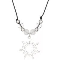 Wholesale Jewelry Hip-Hop Simple Style Sun Moon Alloy Rope Beaded Pendant Necklace sku image 1