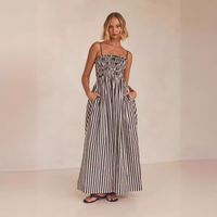 Women's Strap Dress Streetwear Strap Printing Sleeveless Stripe Midi Dress Holiday Daily main image 1