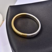 304 Stainless Steel Titanium Steel Gold Plated Simple Style Geometric Bangle main image 5
