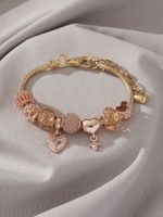 Simple Style Heart Shape Alloy Glass Copper Hollow Out Women's Bracelets sku image 1