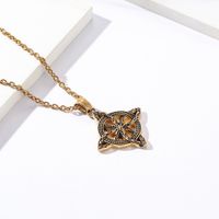 Simple Style Classic Style Spot 304 Stainless Steel Plating Inlay Rhinestones 18K Gold Plated Men's Pendant Necklace main image 4