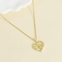 Wholesale Casual Elegant Heart Shape 304 Stainless Steel Copper Plating Inlay 18K Gold Plated Zircon Pendant Necklace sku image 1