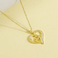 Wholesale Casual Elegant Heart Shape 304 Stainless Steel Copper Plating Inlay 18K Gold Plated Zircon Pendant Necklace main image 4
