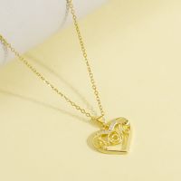 Wholesale Casual Elegant Heart Shape 304 Stainless Steel Copper Plating Inlay 18K Gold Plated Zircon Pendant Necklace sku image 3