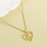 Wholesale Casual Elegant Heart Shape 304 Stainless Steel Copper Plating Inlay 18K Gold Plated Zircon Pendant Necklace sku image 5