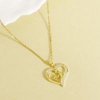 Wholesale Casual Elegant Heart Shape 304 Stainless Steel Copper Plating Inlay 18K Gold Plated Zircon Pendant Necklace sku image 2