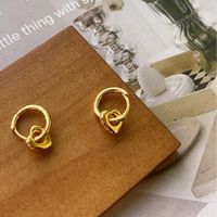 1 Pair Simple Style Heart Shape Plating Sterling Silver Gold Plated Ear Studs main image 3
