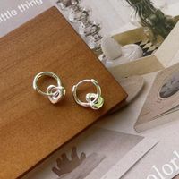 1 Pair Simple Style Heart Shape Plating Sterling Silver Gold Plated Ear Studs sku image 2