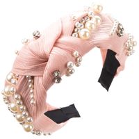 Women's Casual Vacation Classic Style Round Alloy Cloth Plating Inlay Rhinestones Pearl Hair Band main image 5