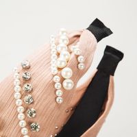 Women's Casual Vacation Classic Style Round Alloy Cloth Plating Inlay Rhinestones Pearl Hair Band main image 3