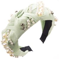 Women's Casual Vacation Classic Style Round Alloy Cloth Plating Inlay Rhinestones Pearl Hair Band sku image 3