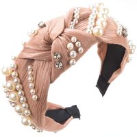 Women's Casual Vacation Classic Style Round Alloy Cloth Plating Inlay Rhinestones Pearl Hair Band sku image 4