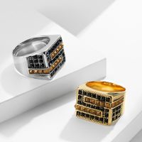 Simple Style Geometric 304 Stainless Steel Inlay Rhinestones 18K Gold Plated Unisex Rings main image 5