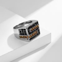 Simple Style Geometric 304 Stainless Steel Inlay Rhinestones 18K Gold Plated Unisex Rings sku image 1