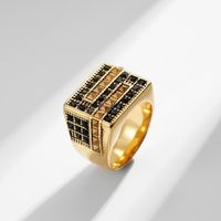 Simple Style Geometric 304 Stainless Steel Inlay Rhinestones 18K Gold Plated Unisex Rings sku image 6