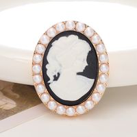1 Piece 40 * 50mm Alloy Pearl Portrait Oval Brushed DIY Accessories sku image 4
