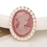 1 Piece 40 * 50mm Alloy Pearl Portrait Oval Brushed DIY Accessories main image 4