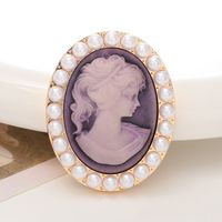 1 Piece 40 * 50mm Alloy Pearl Portrait Oval Brushed DIY Accessories sku image 2