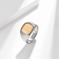 Simple Style Geometric 304 Stainless Steel Inlay Veneer 18K Gold Plated Unisex Rings sku image 1